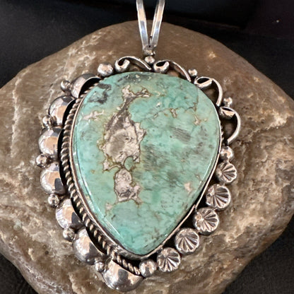 Men Women Green Royston Turquoise Pendant Navajo Sterling Yazzie 19521
