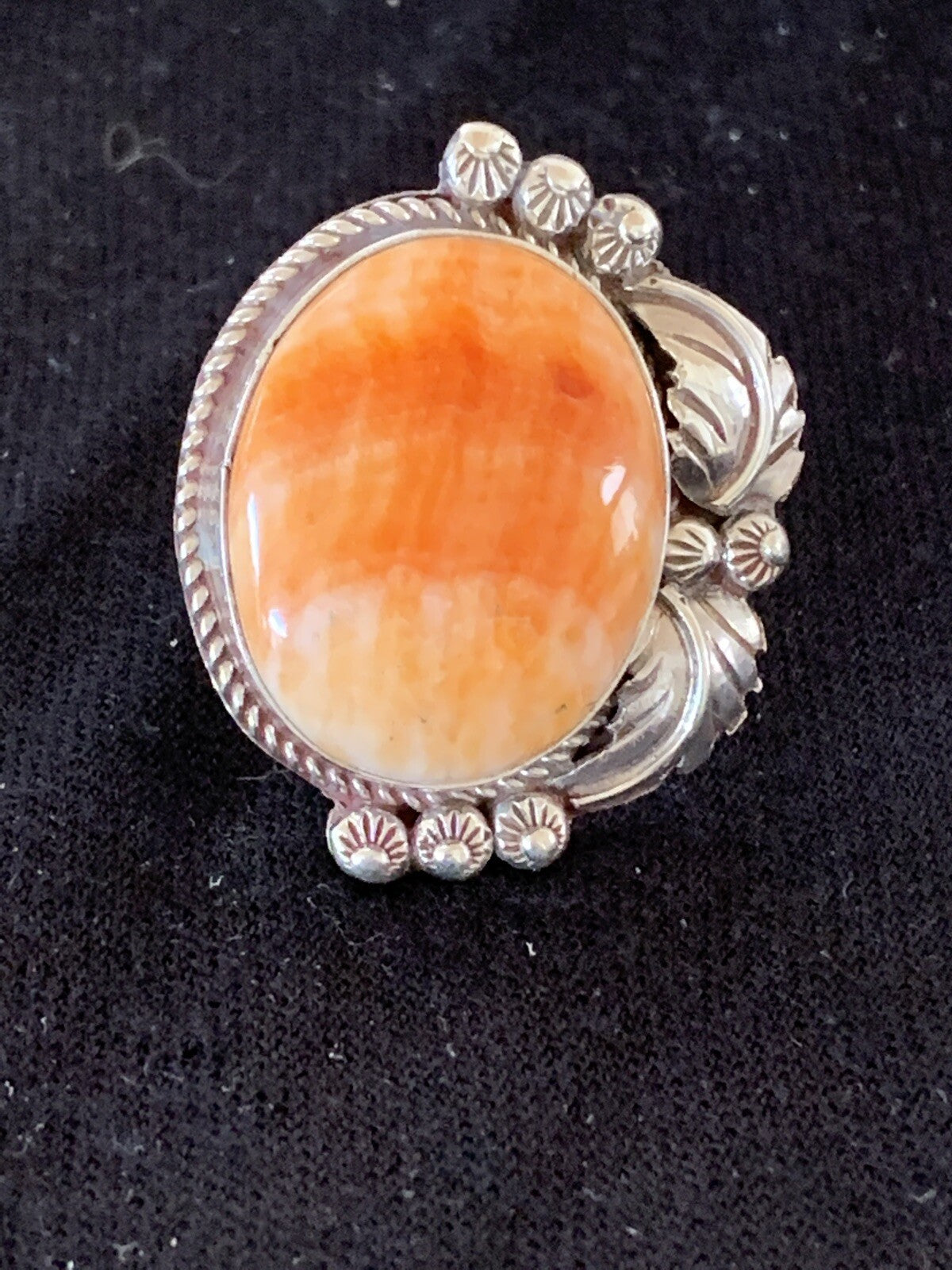 Orange Spiny Oyster Navajo Sterling Silver Ring Size 10.5 14694
