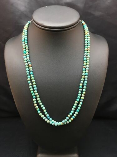 Navajo Blue Turquoise Necklace 2 Strand Sterling Silver 8960