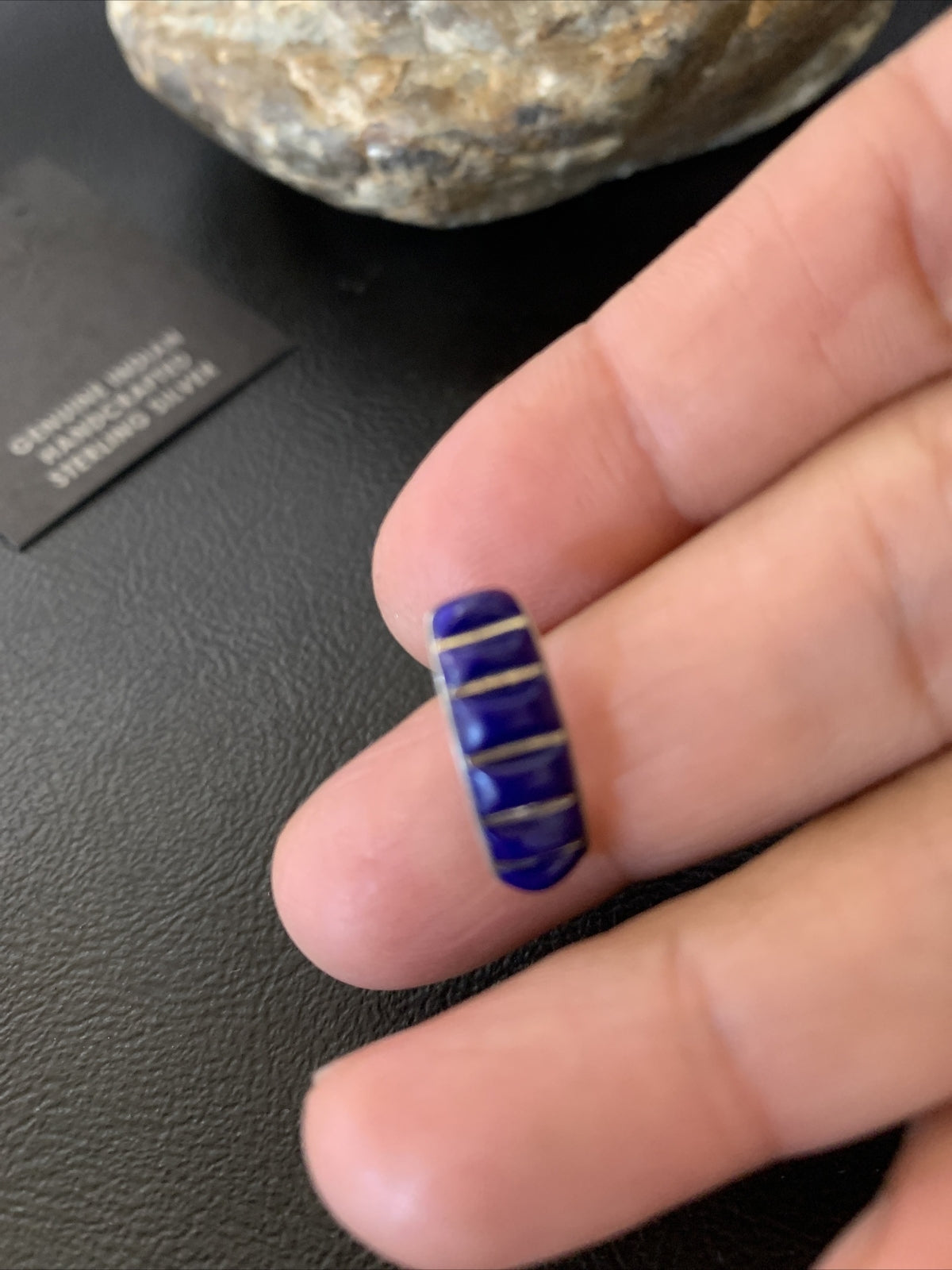 Blue Lapis Sterling Silver Multi-Stone Post Stud Inlay Earrings 0.5" 12708