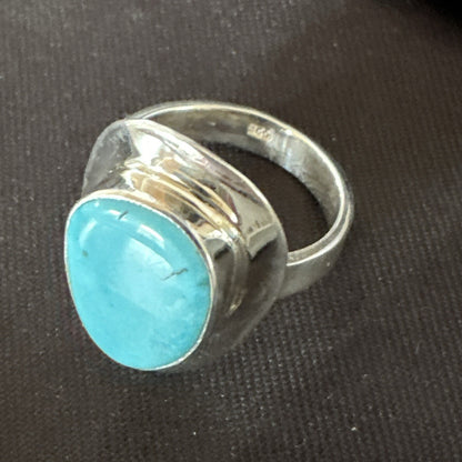 Southwestern Sterling Silver Blue Kingman Turquoise Ring Size 7 18510