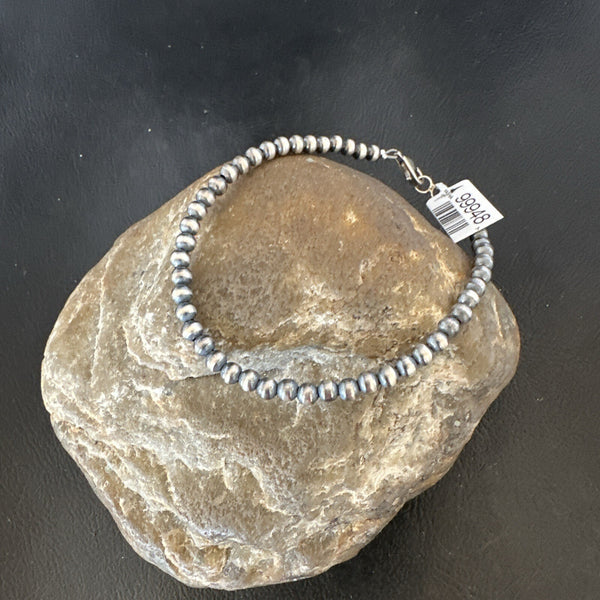 Navajo 4mm Beads 7"Bracelet | Sterling Silver | Authentic Native American Handmade | 90407