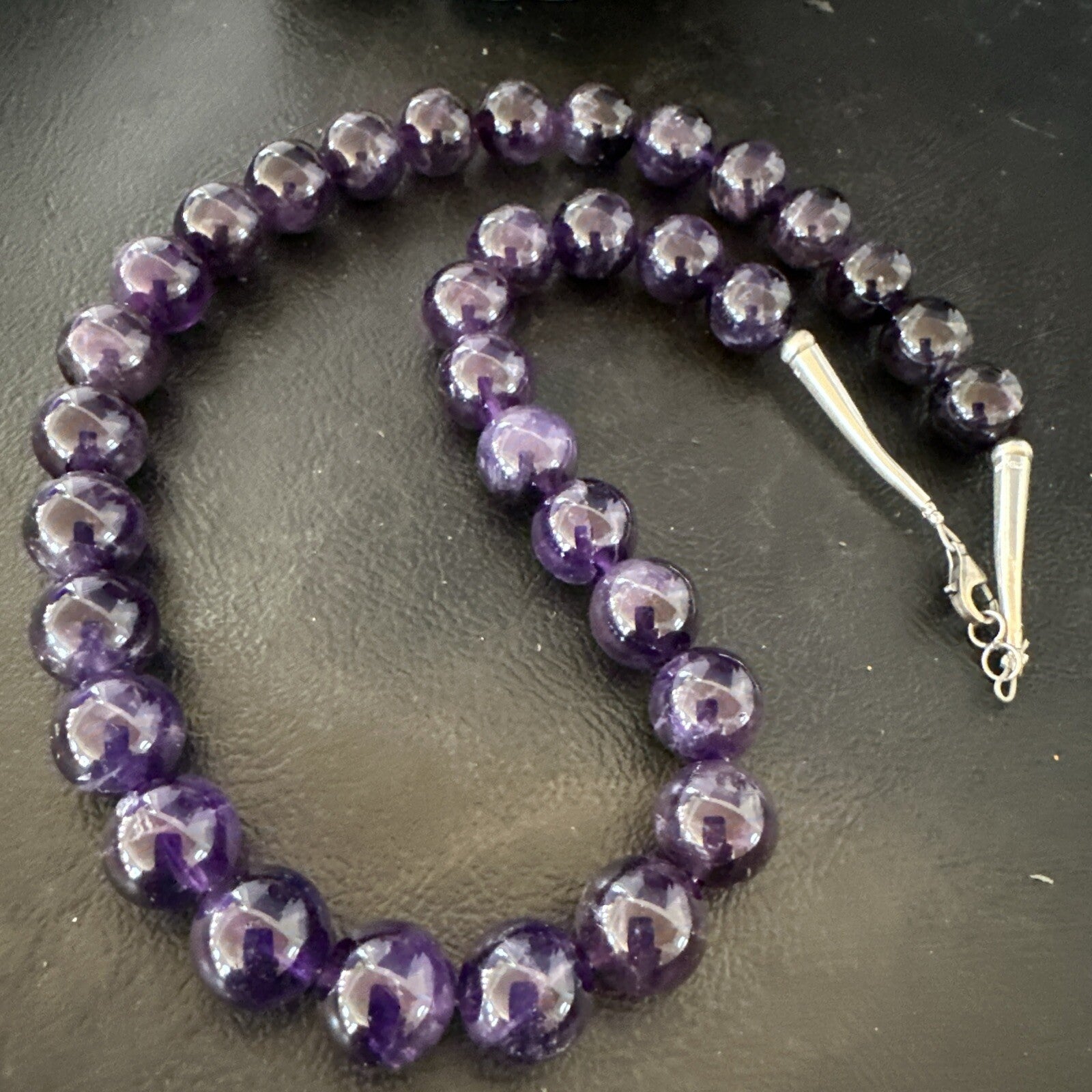 12mm Purple Amethyst Southwestern Sterling Silver Necklace 19” 18619