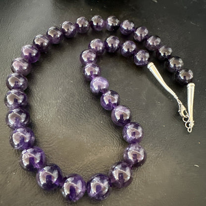12mm Purple Amethyst Southwestern Sterling Silver Necklace 19” 18619