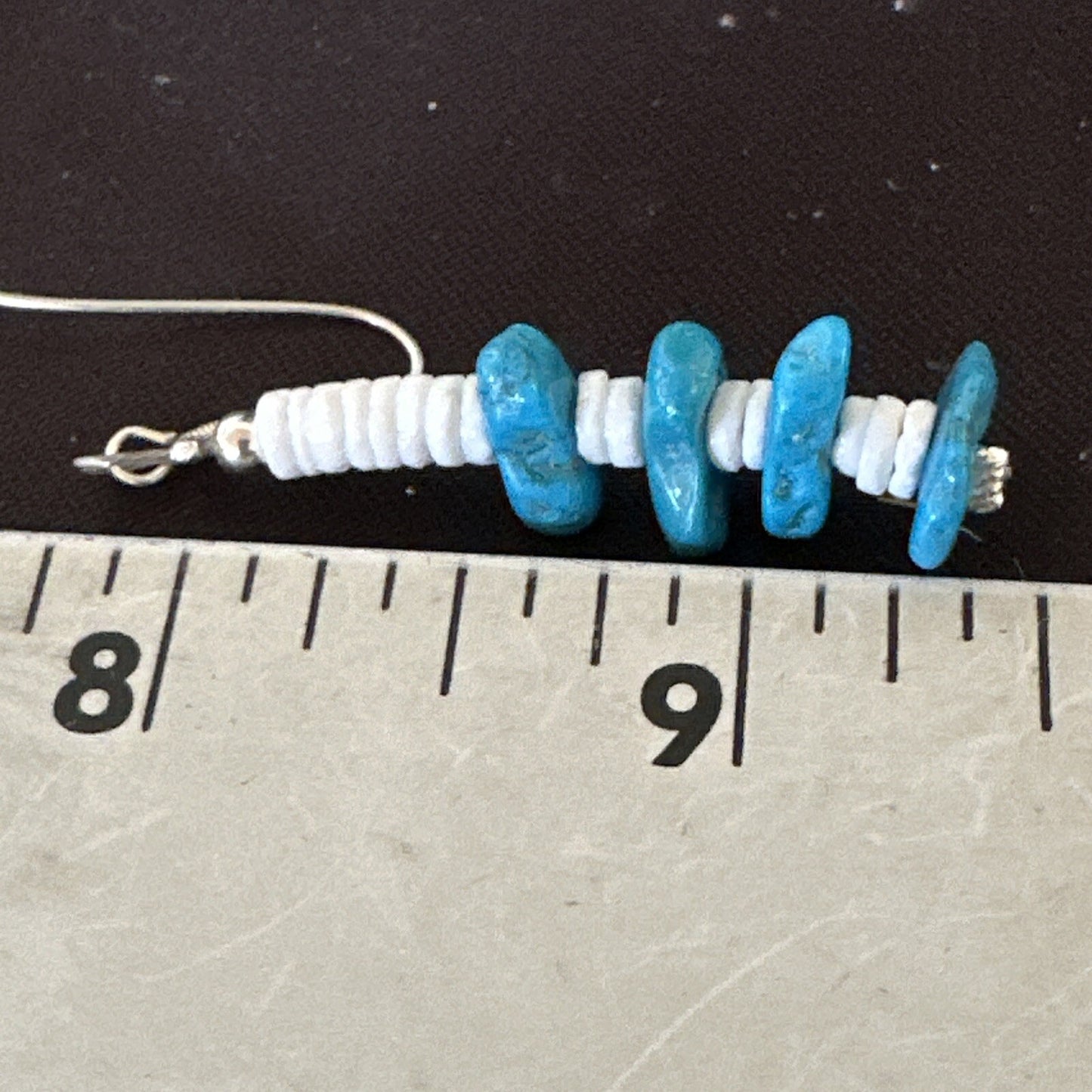 Navajo Blue Kingman Turquoise Nugget Bead Sterling Silver Earrings 17845