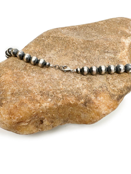 Native American 6mm Sterling Silver Navajo Pearls 22" Single Strand Necklace