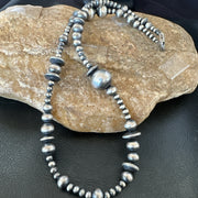 Mixed Bead Navajo Pearls Necklace 18" | Sterling Silver | Authentic Native American Handmade | 19221