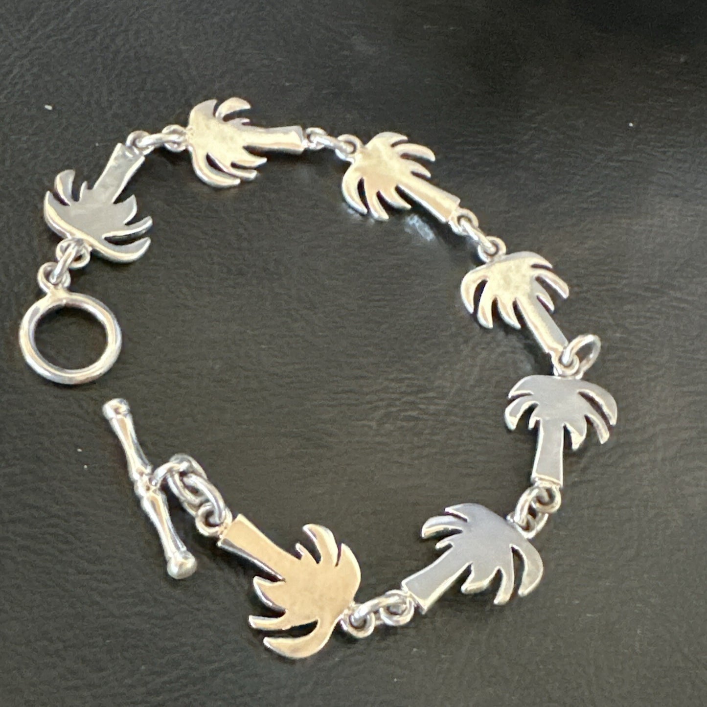 Palm Tree Old Pawn Sterling Silver Link Bracelet 7” 18130
