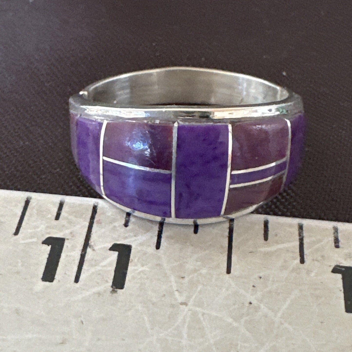 Native Womens  Purple Stone Navajo Sterling Silver Ring Set Sz 10 17778