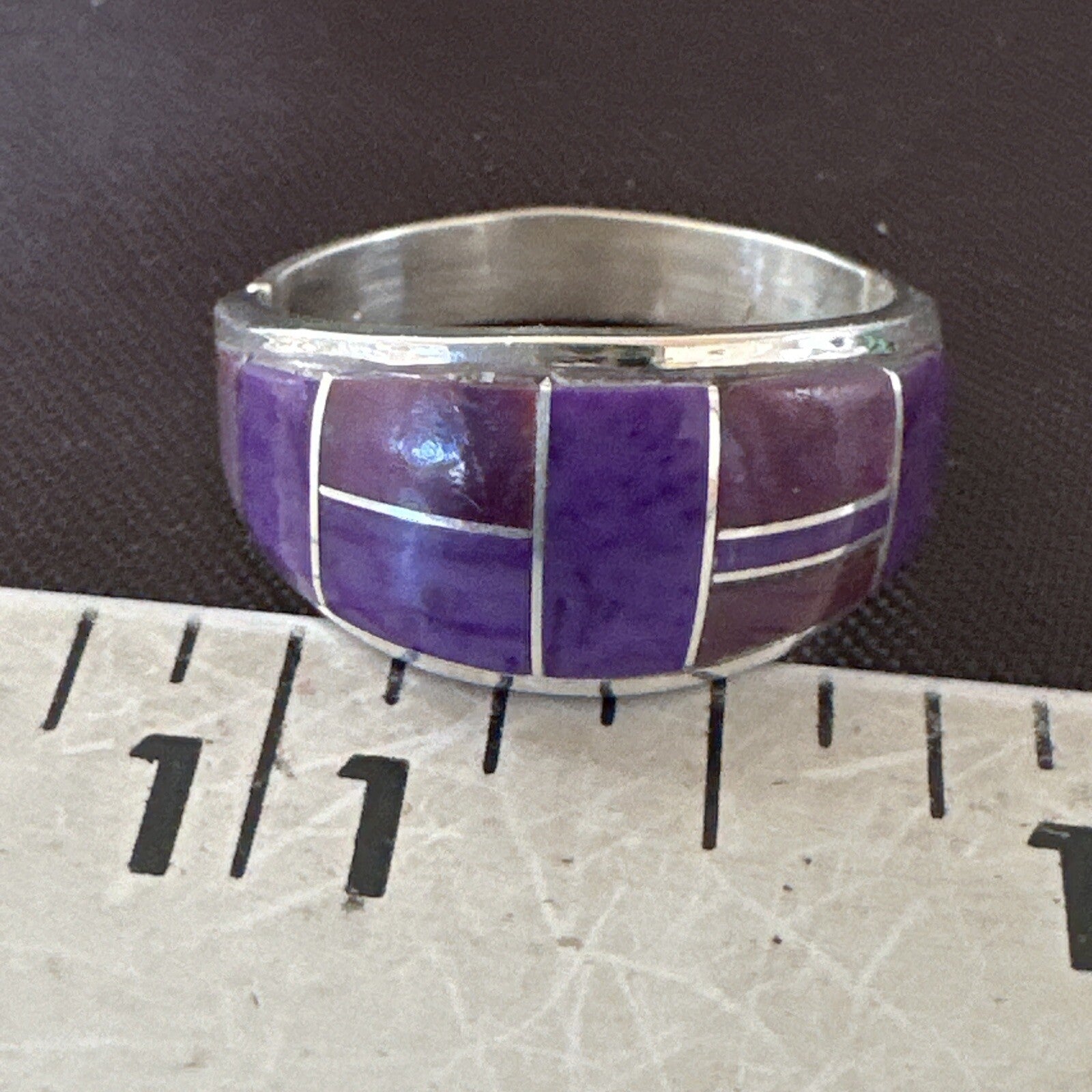Native Womens  Purple Stone Navajo Sterling Silver Ring Set Sz 10 17778