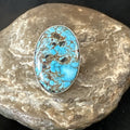 Blue Turquoise#8 Southwestern Ring Size 7 | Sterling Silver | Authentic Native American Handmade | 19738