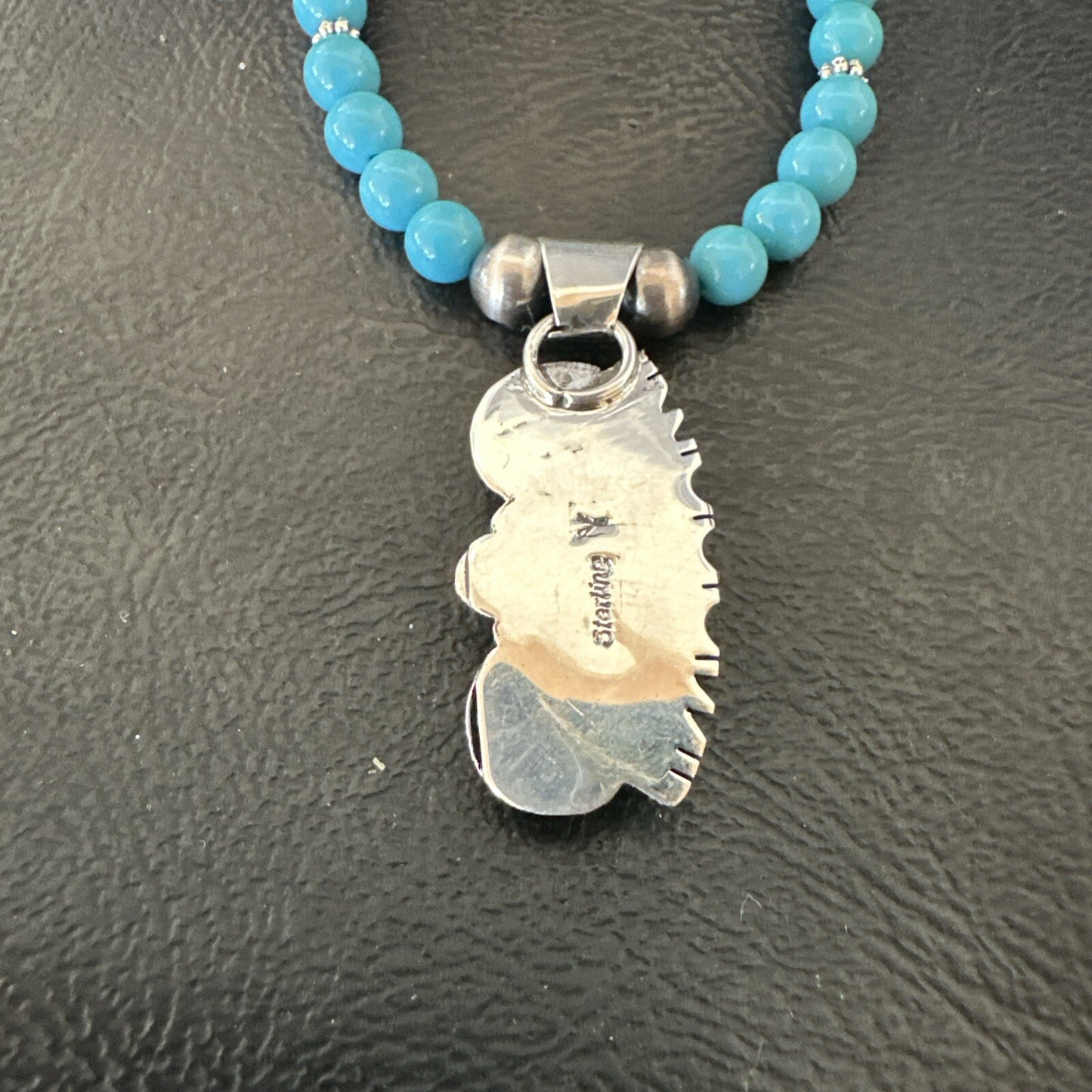 Blue Opal Pendant Turquoise Navajo Sterling Silver Necklace 23" 18735