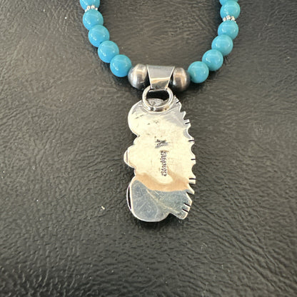 Blue Opal Pendant Turquoise Navajo Sterling Silver Necklace 23" 18735
