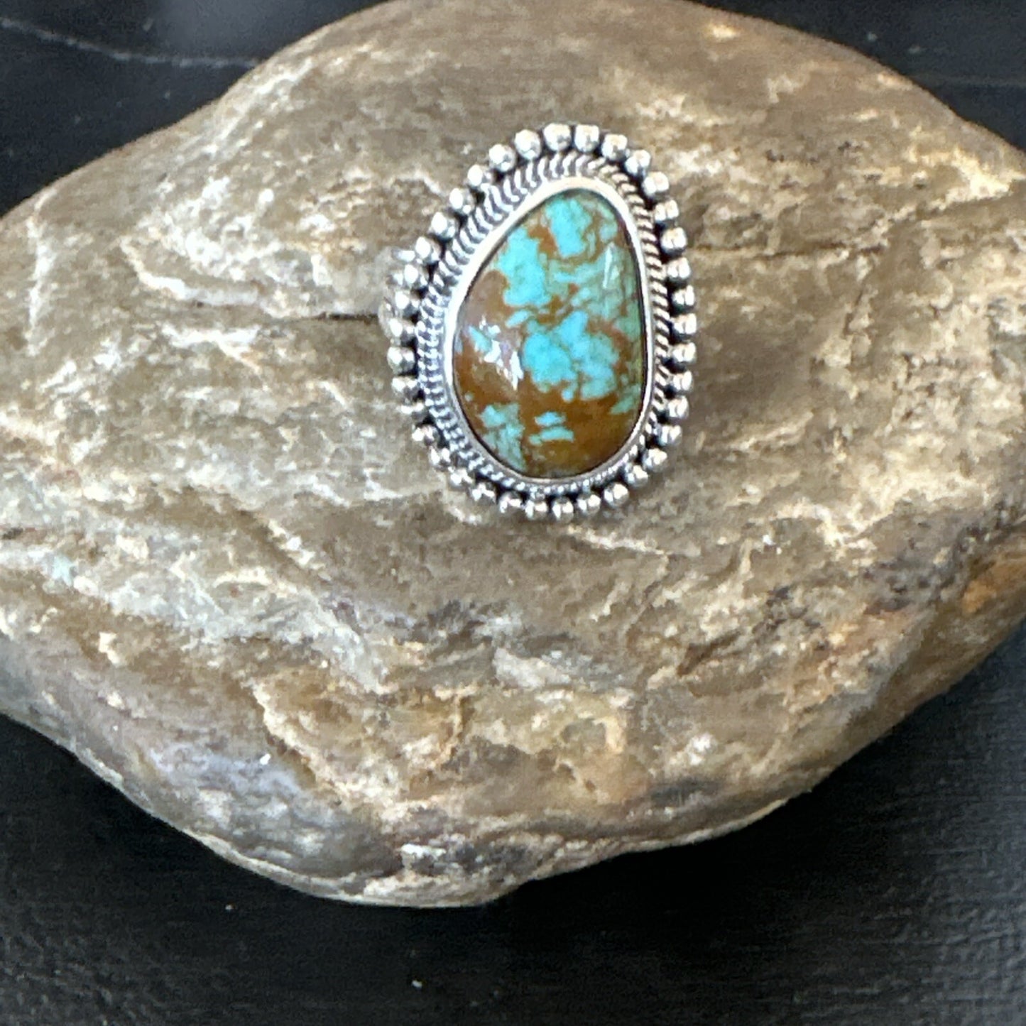 Blue Turquoise #8 Navajo Sterling Silver  Ring Size 8 18828