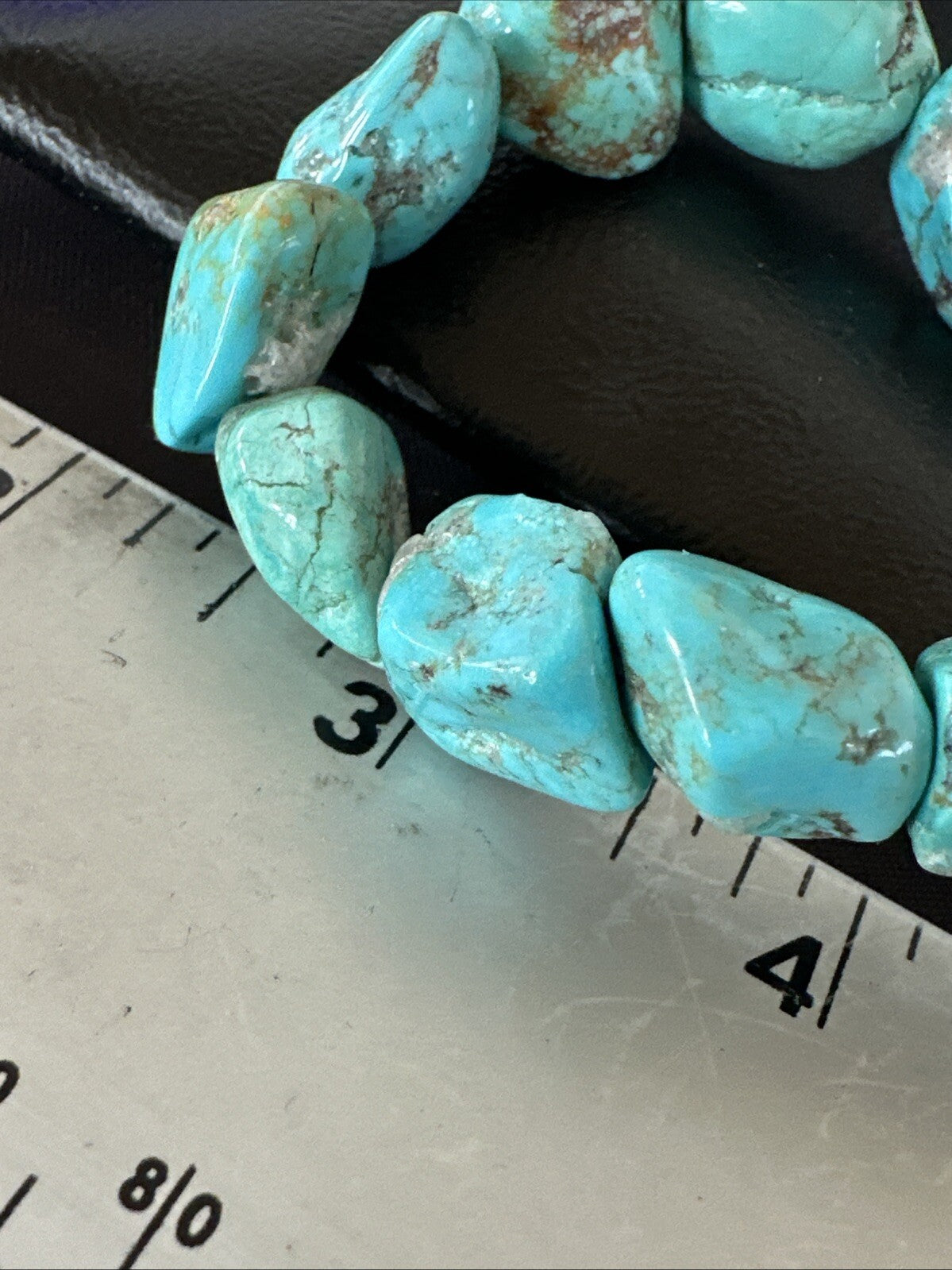 Mens Womens Blue Turquoise Stretch Stone Friendship Bracelet 7" 18869