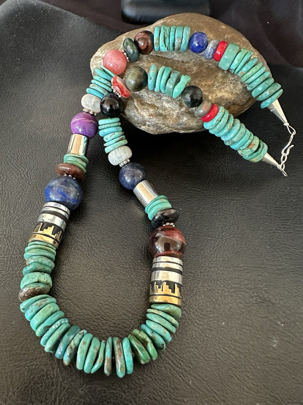 Tommy Rosita Singer T R Sterling Silver Blue Turquoise Bead Necklace 21 in 19412