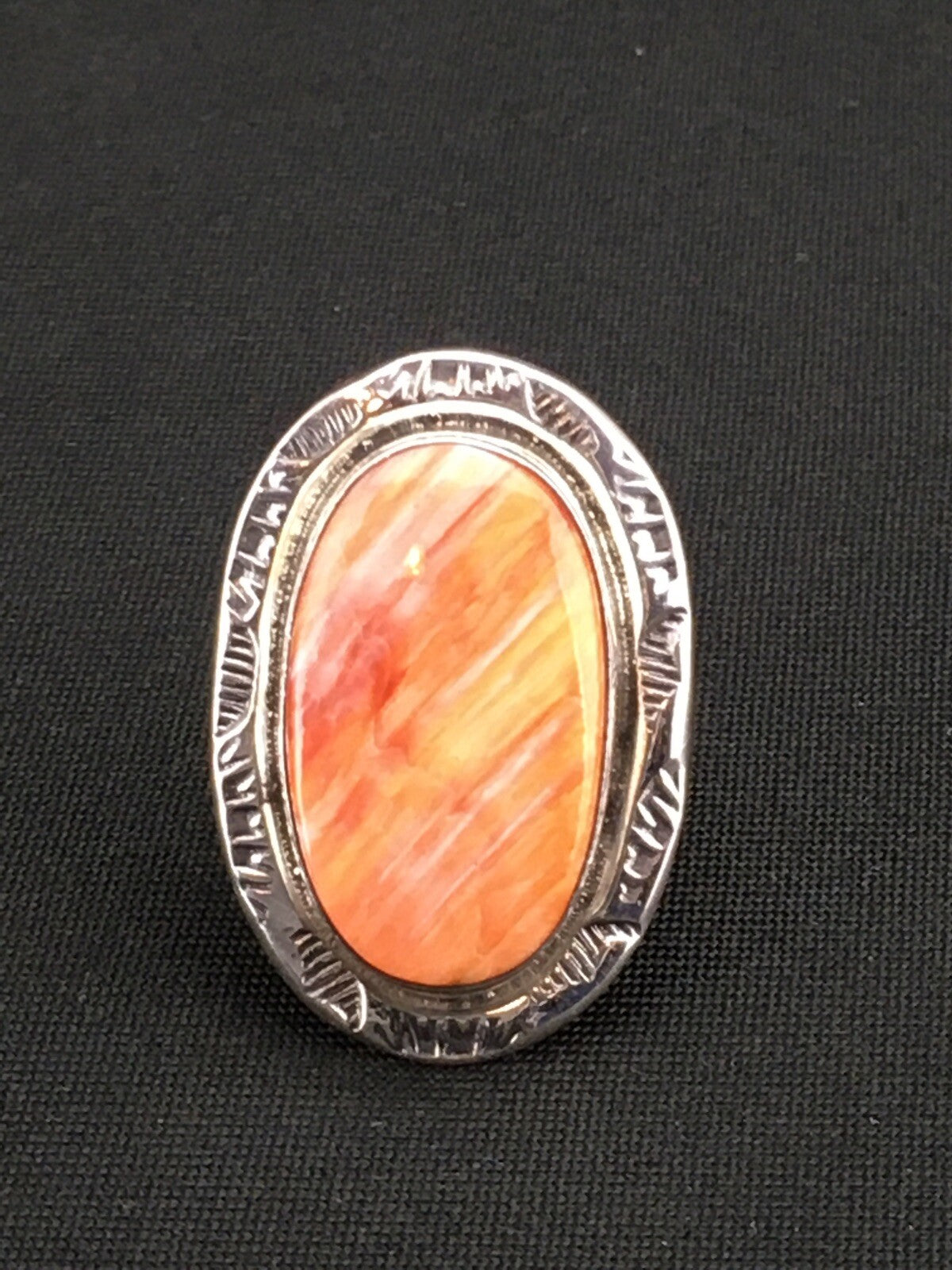 Orange Spiny Oyster Southwestern Sterling Silver Ring Size 7.75 04888