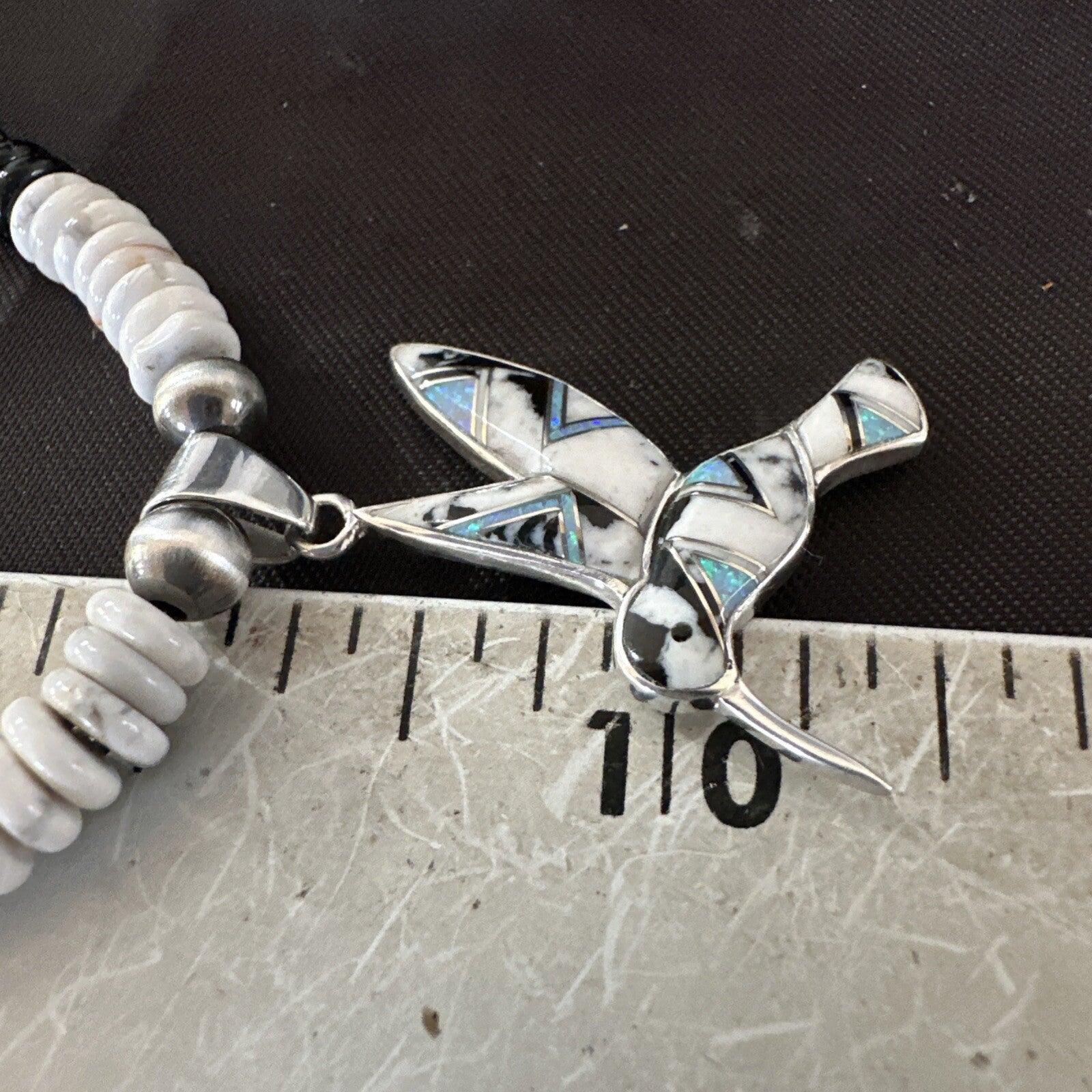 HummingBird White Buffalo Pendant Howlite Sterling Silver Necklace 18727