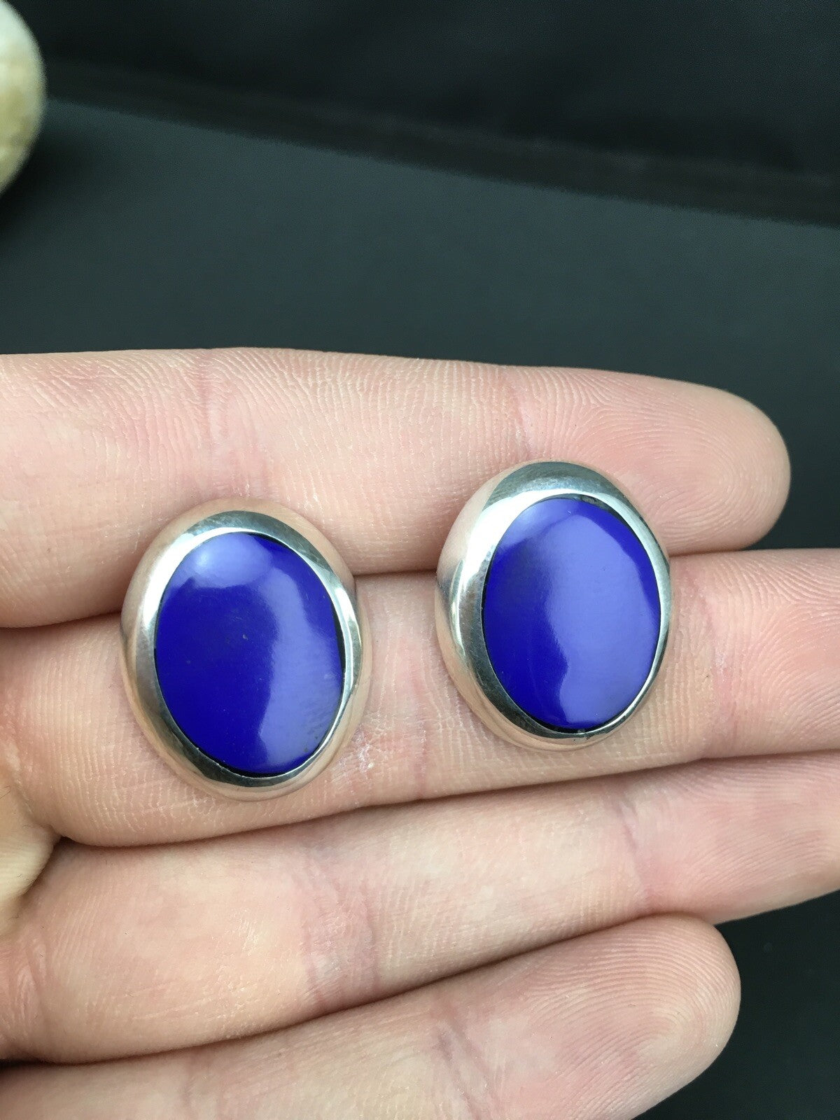 Blue Lapis Indian Navajo Sterling Silver Earrings 1999
