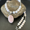 Southwestern Pink Queen Conch Bead Necklace Pendant 20" | Sterling Silver | Authentic Native American Handmade | 19581