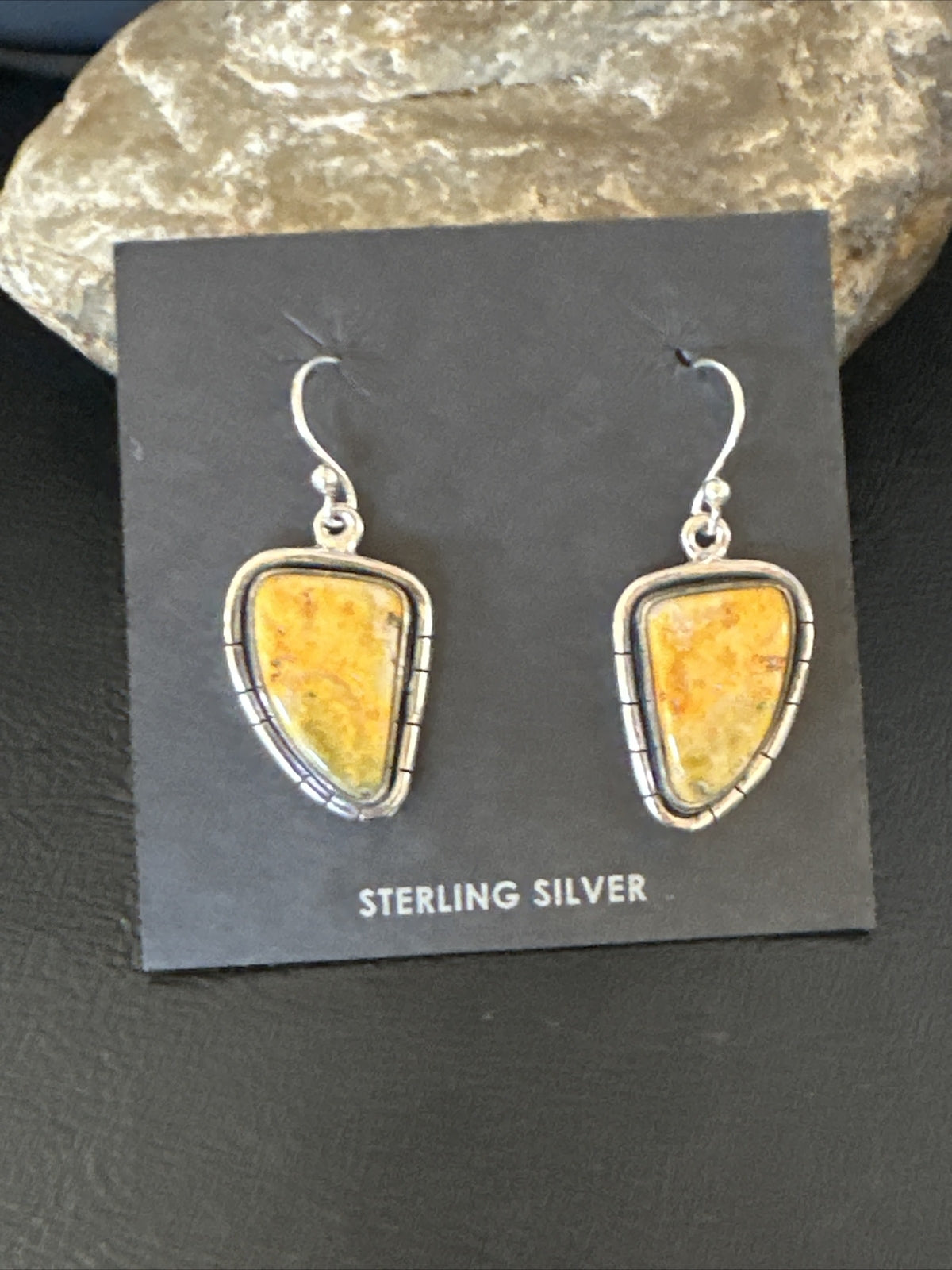 Womens Bumblebee Jasper Navajo Sterling Silver Earrings 15832