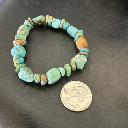 Mens Womens Blue Green Turquoise Stretch Stone Friendship Bracelet 7" 18857