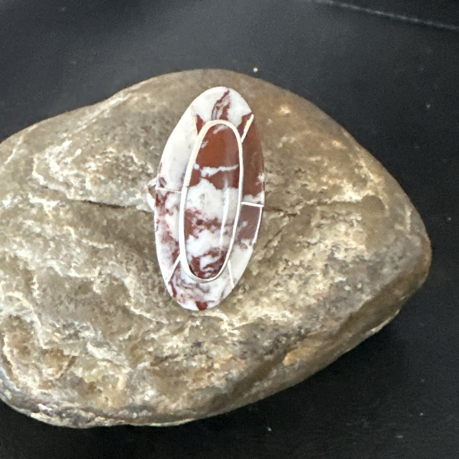 Mens Womens Wild Horse Turquoise Inlay Navajo Sterling Silver Ring Sz 6.5 18768