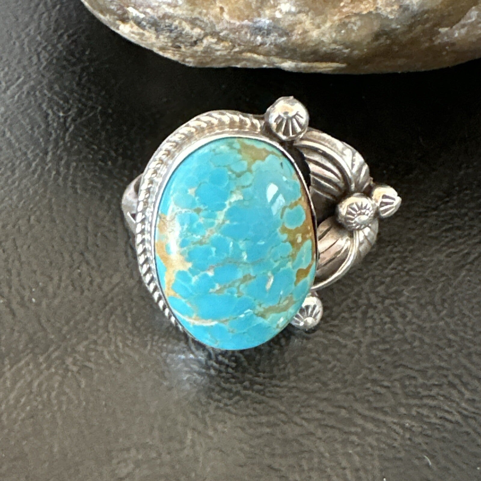 Navajo Sterling Silver Blue Turquoise #8 Ring Sets Sz 8 18106