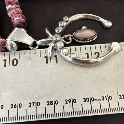Purple Spiny Oyster MOP Naja Pendant Navajo Sterling Silver Necklace 17870