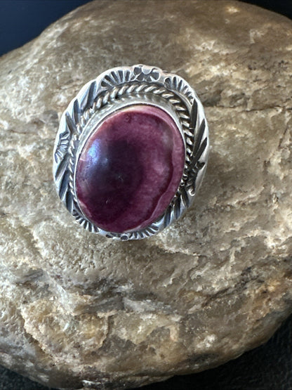 Womens Purple Spiny Oyster Navajo Sterling Silver Ring Size 8 18584