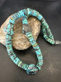 Turquoise Nugget Heishi Bead Navajo Necklace | Sterling Silver | Authentic Native American Handmade | 17745