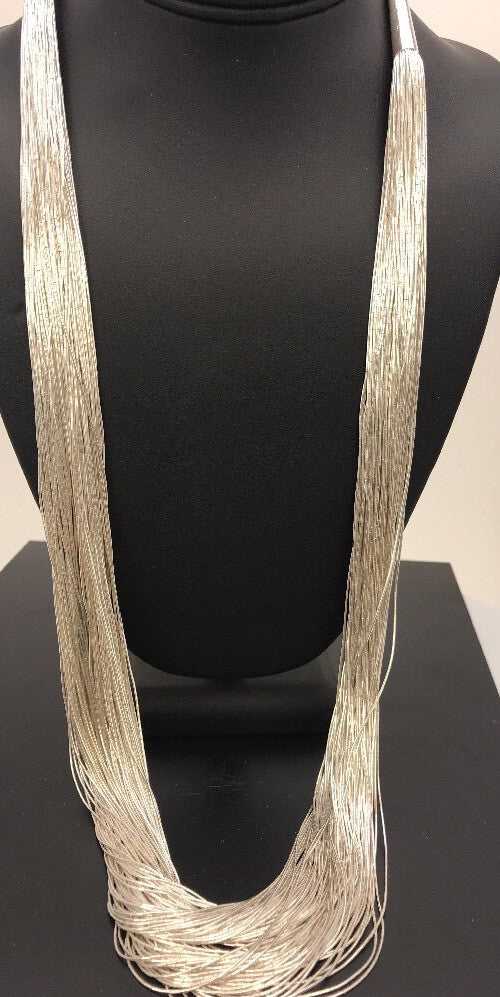 Heishi Tubes Liquid Sterling Silver 100 Strander Necklace 28" 14705