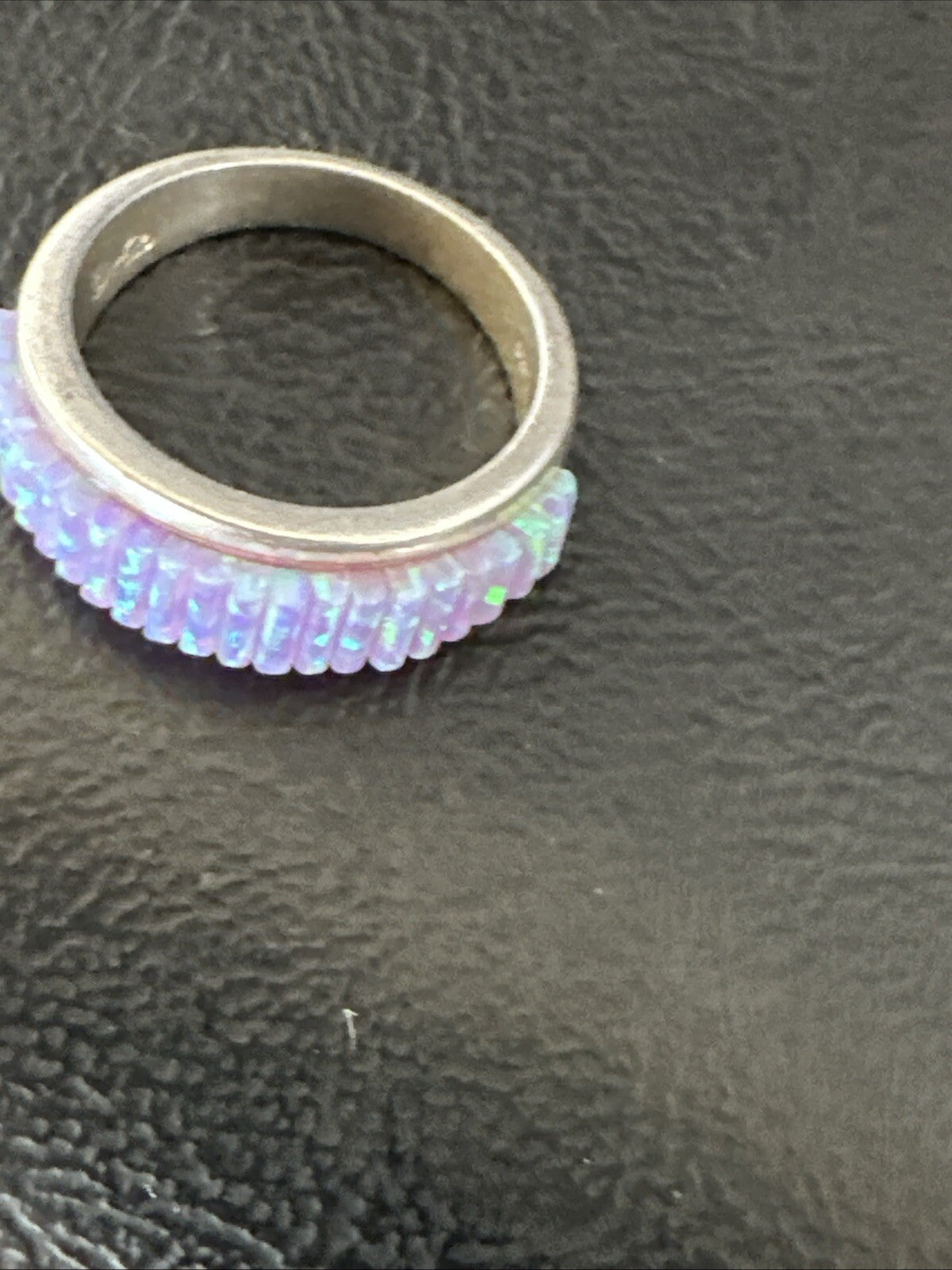Pink Opal Navajo Sterling Silver Band Inlay Ring Size 6 18783