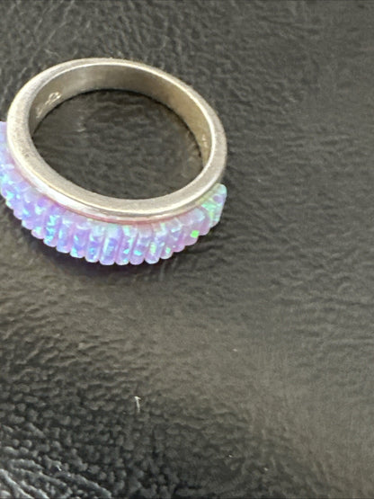 Pink Opal Navajo Sterling Silver Band Inlay Ring Size 6 18783