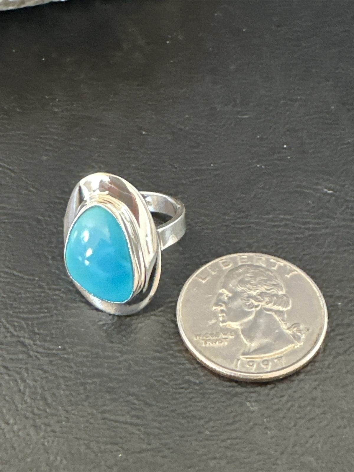 WoMens Sterling Silver Blue Kingman Turquoise Ring Size 7.5 17683