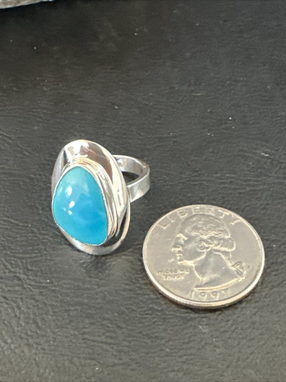 WoMens Sterling Silver Blue Kingman Turquoise Ring Size 7.5 17683
