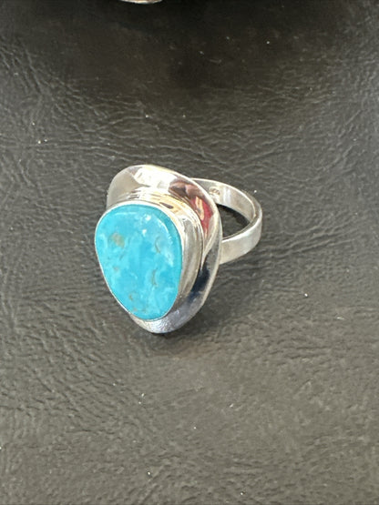 Sterling Silver Blue Kingman Turquoise Ring Size 10 17679