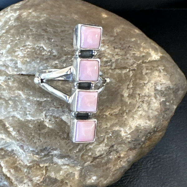 Gorgeous Squash Pink Conch Cluster Ring Handmade Navajo Sz 9 | Authentic Native American Handmade | 18782