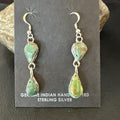 Green Royston Turquoise Navajo Dangle Earrings | Sterling Silver | Authentic Native American Handmade | 19414