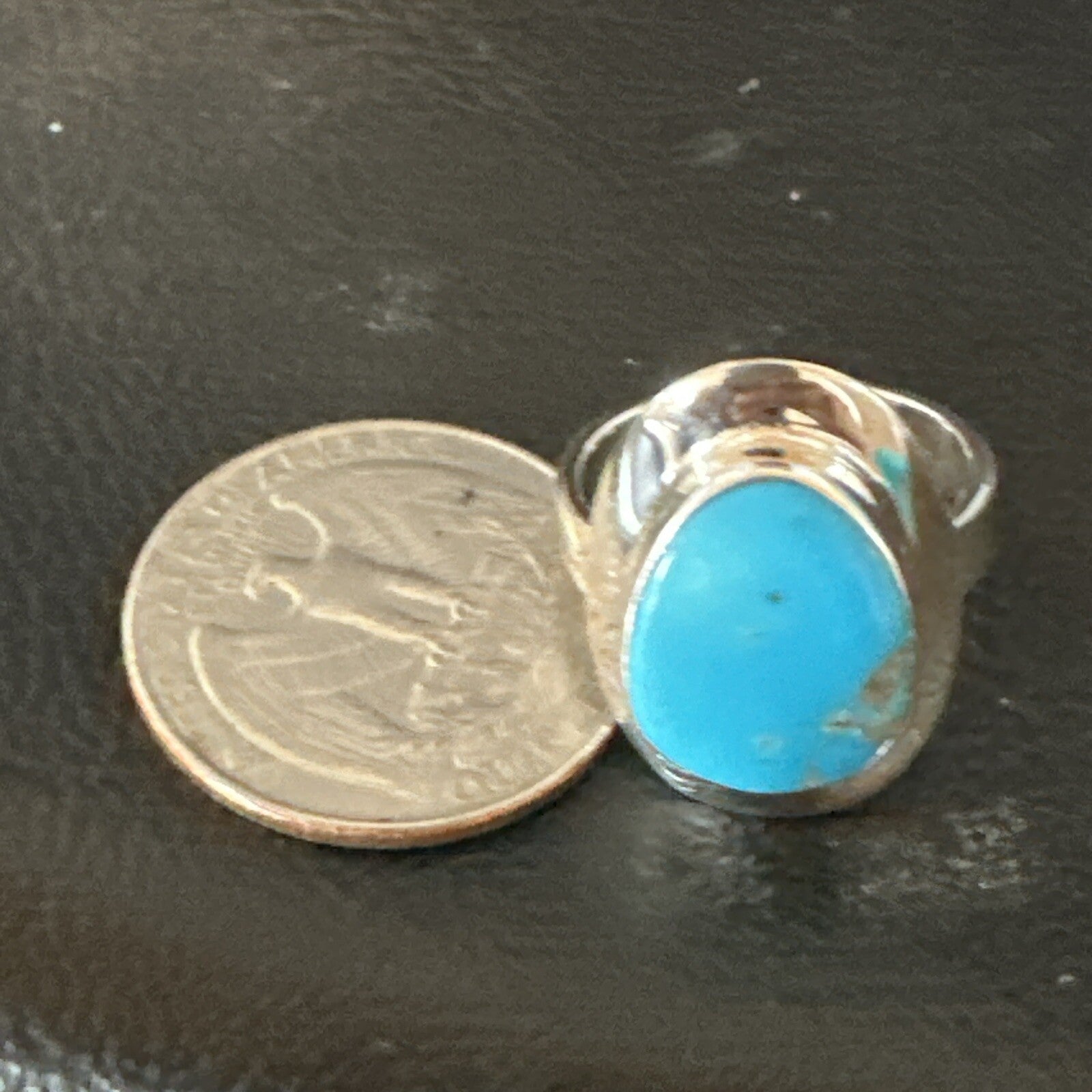 Southwestern Sterling Silver Blue Kingman Turquoise Ring Size 7 18511