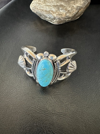 WoMens Tufa Kingman Turquoise Navajo Sterling Silver Cuff Bracelet 7.1" 19453