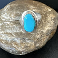 Blue Kingman Turquoise Navajo Ring Size 11 | Sterling Silver | Authentic Native American Handmade | 19408