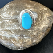 Blue Kingman Turquoise Navajo Ring Size 11 | Sterling Silver | Authentic Native American Handmade | 19408