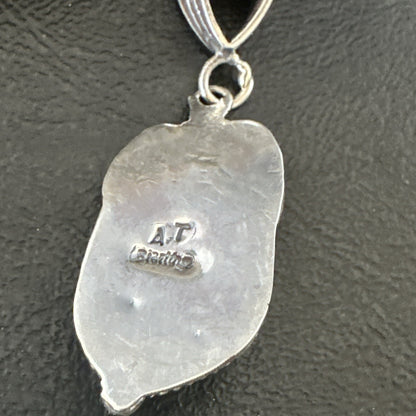 AS IS NO RETURNS White Buffalo Turquoise Pendant Navajo Sterling Silver 17743