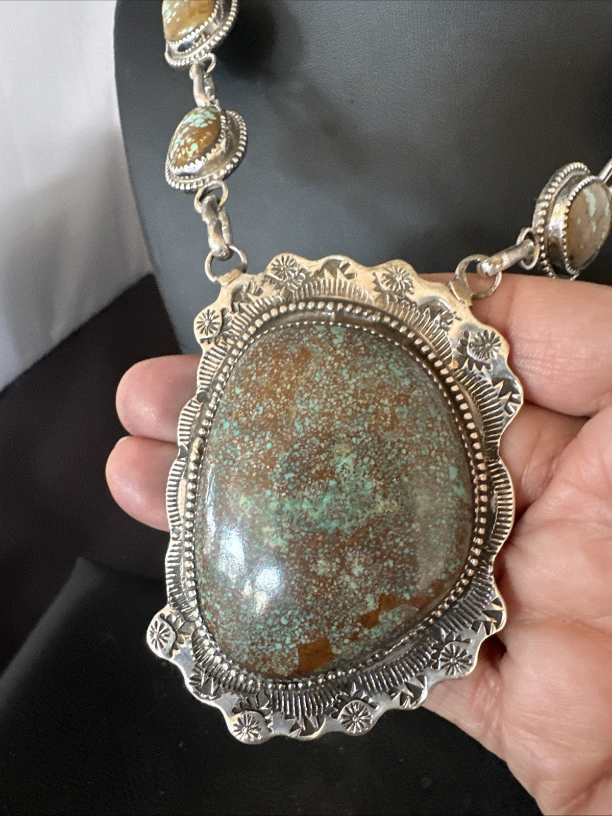 Mens Women Blue Turquoise #8 Navajo 25" Sterling Silver Lariat Necklace 19068