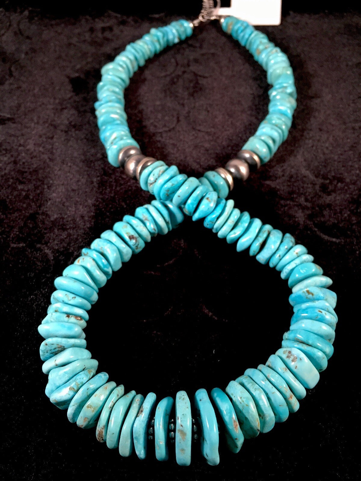 Native American Navajo Blue Turquoise Sterling Silver Necklace 21" 10078