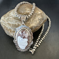 Wild Horse Turquoise Pendant Beads Necklace | Sterling Silver | Authentic Native American Handmade | 18026