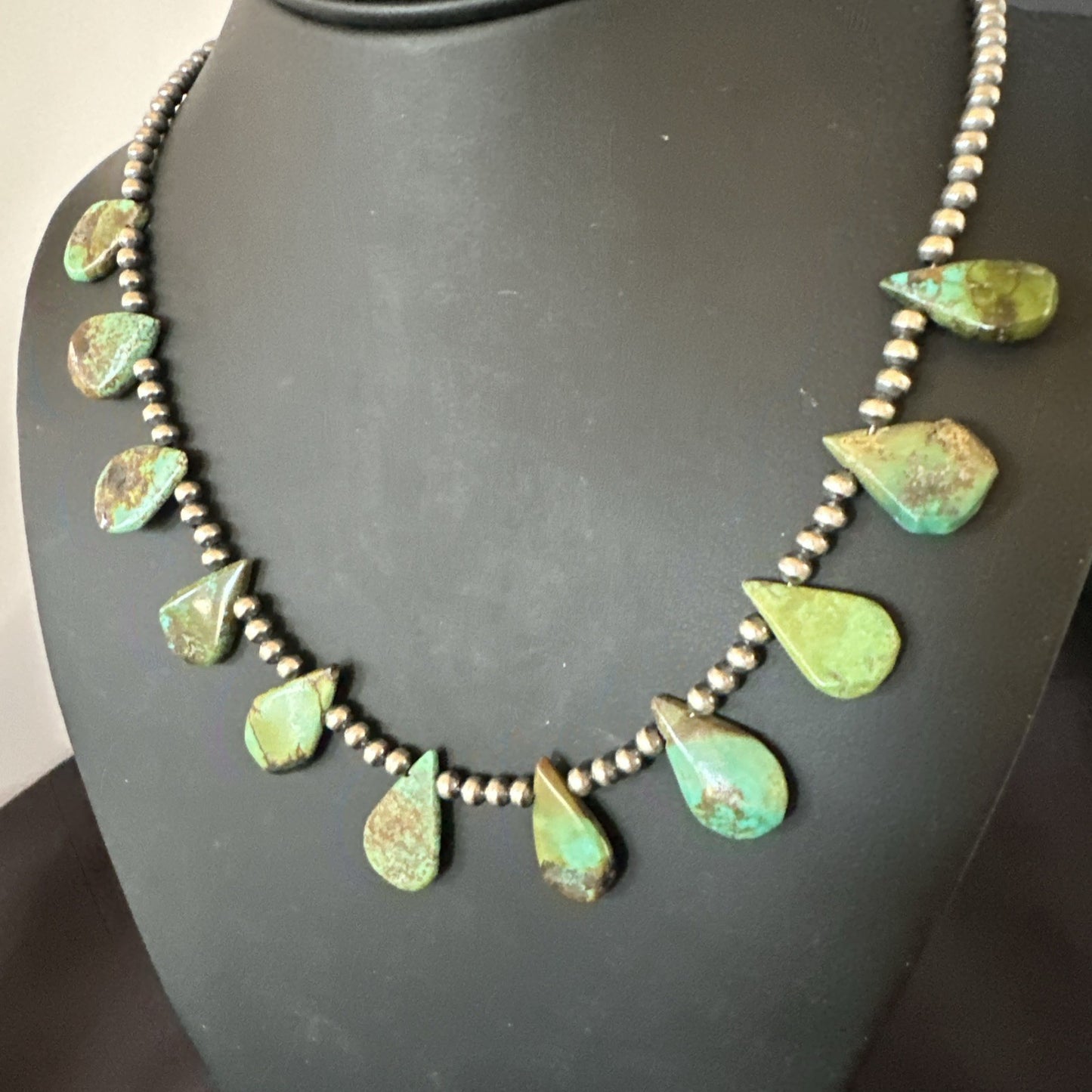 Navajo Pearls Sterling Silver Royston Turquoise 20" Necklace 00484