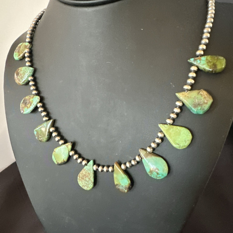 Navajo Pearls Sterling Silver Royston Turquoise 20" Necklace 00484