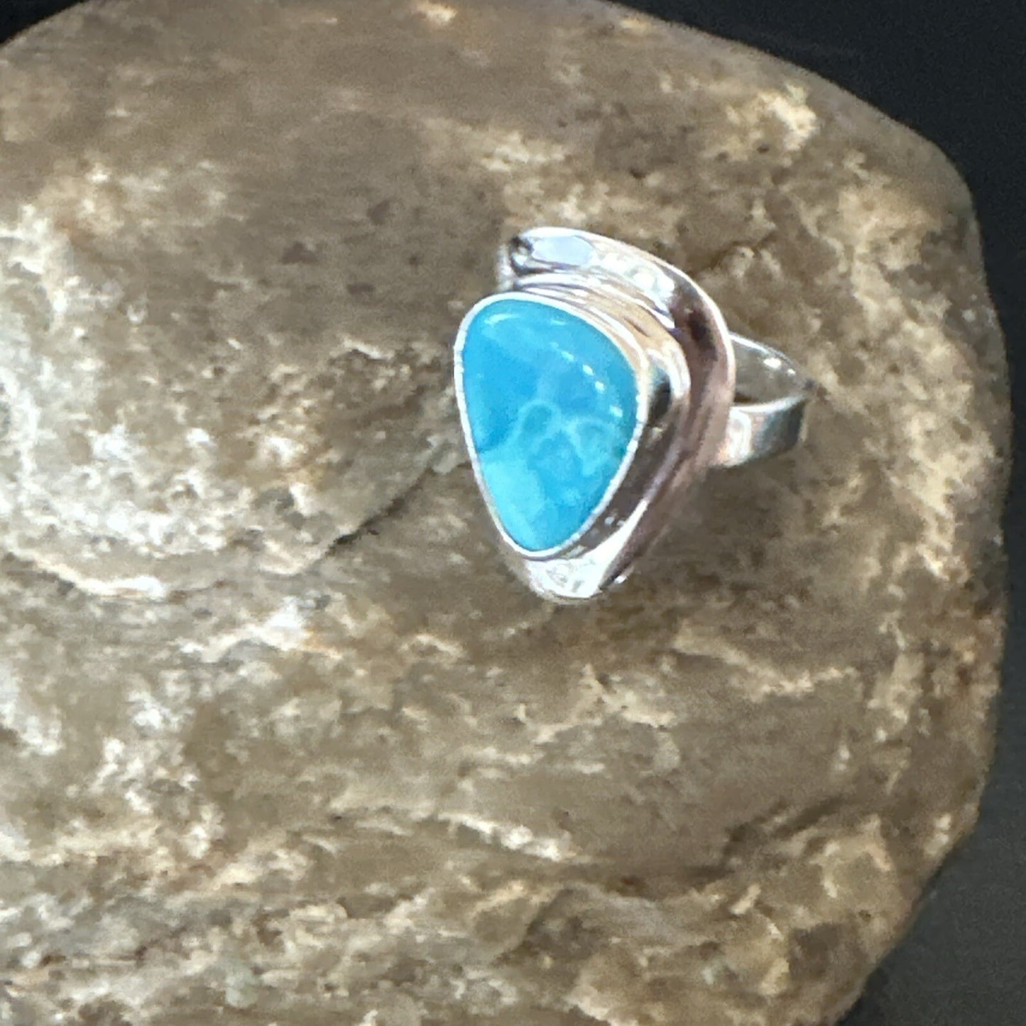 Southwestern Sterling Silver Blue Kingman Turquoise Ring Size 7 18507
